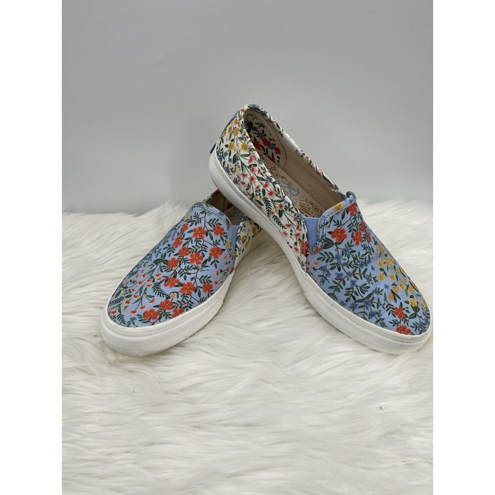 Keds x Rifle Paper Co Canvas Shoes Slip On Sneakers Women's 7.5 W Floral Blue